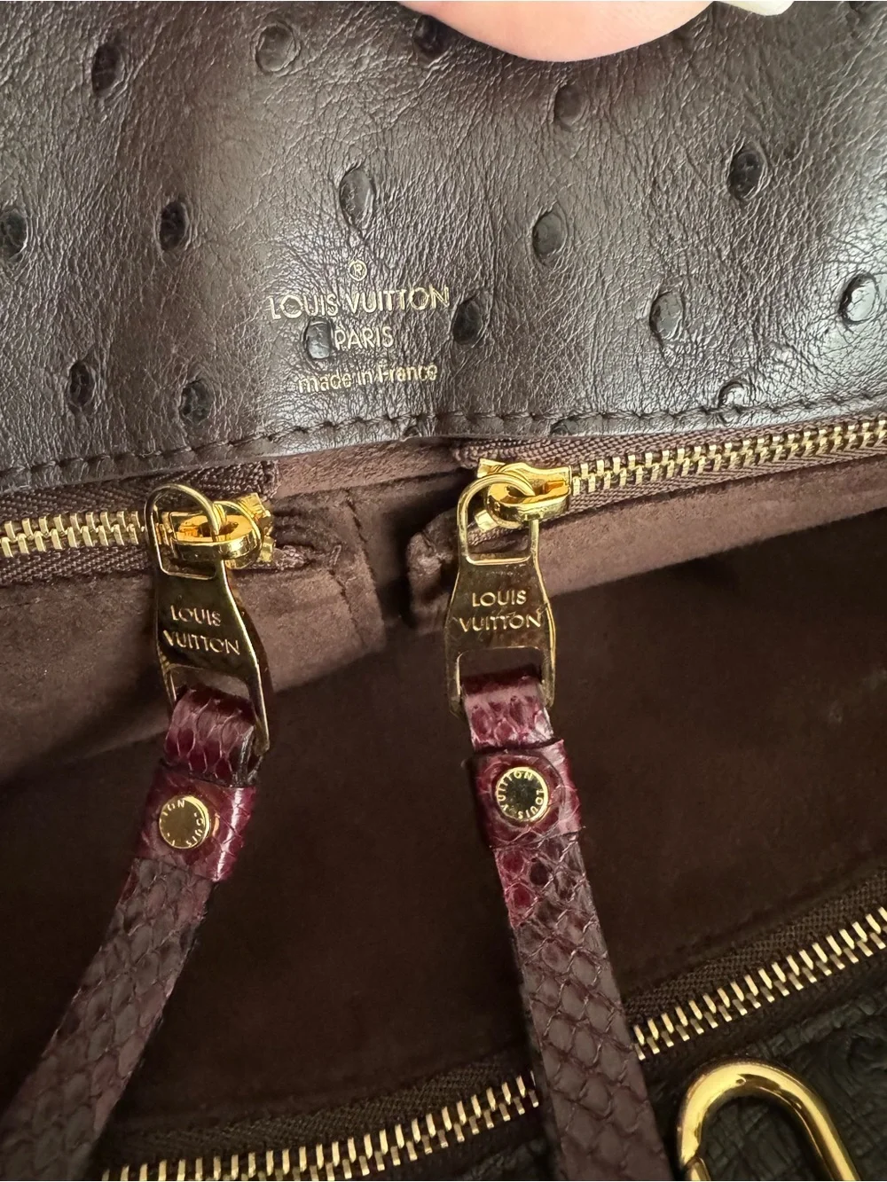AUTHENTIC Louis Vuitton Monogram Quilted Satchel with Burgundy Handles - Picture 4 of 12